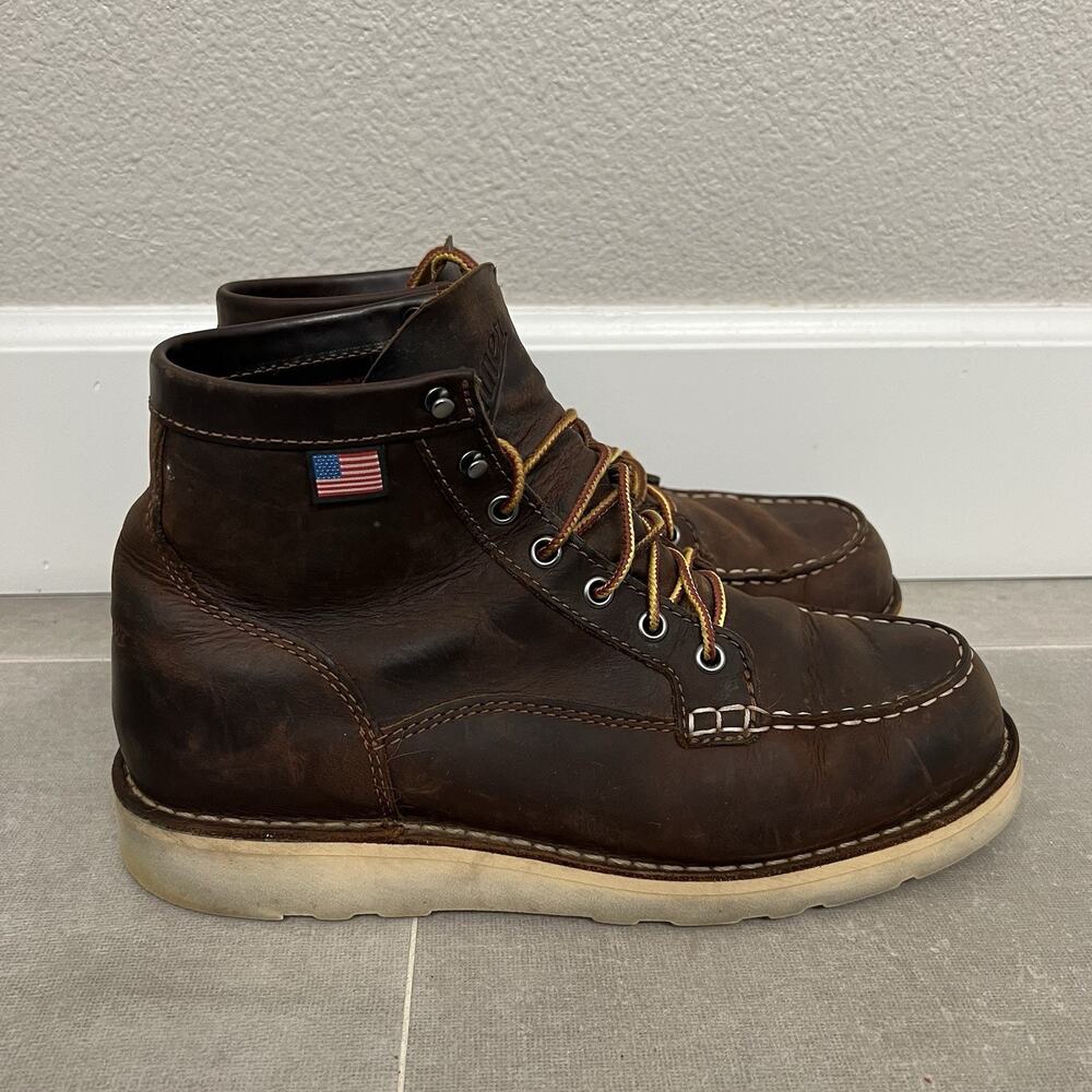 Danner Bull Run Moc 6" Men's 9.5D Brown Leather Soft Toe Work Wear Boots